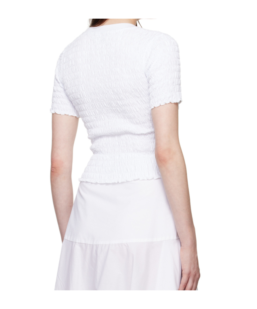 Msgm Cropped Textured Top With Ruched Fabric