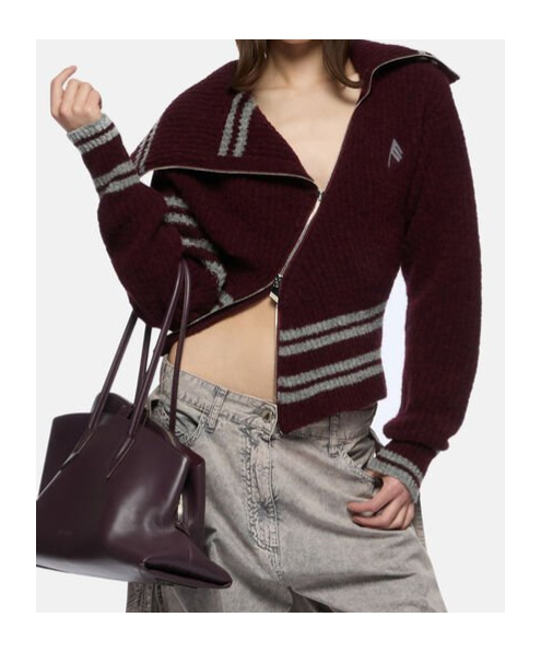 Attico Cardigan Burgundy In Burgundy