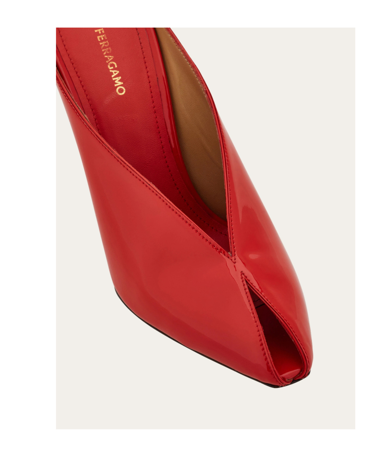 Ferragamo Peep Toe Mule In Red