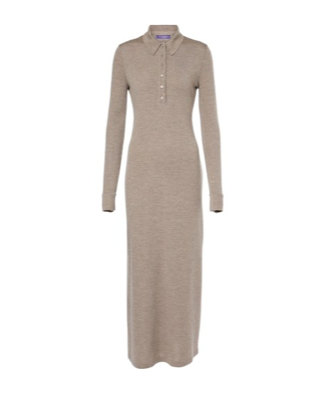 Ralph Lauren Knitted Polo Dress In Gray