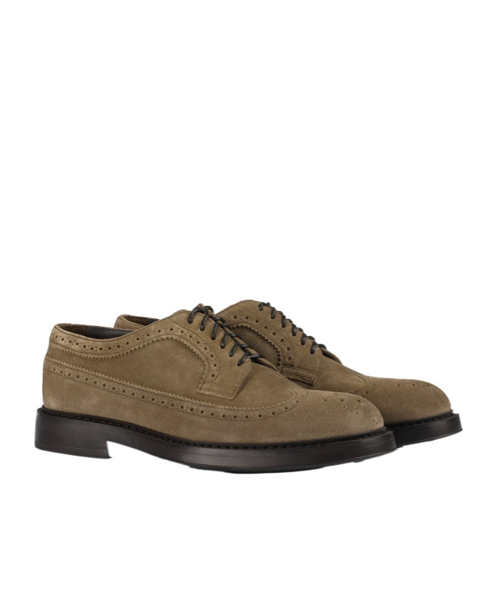 Doucal's Light Brown Suede Dovetail Lace-up. In Brown