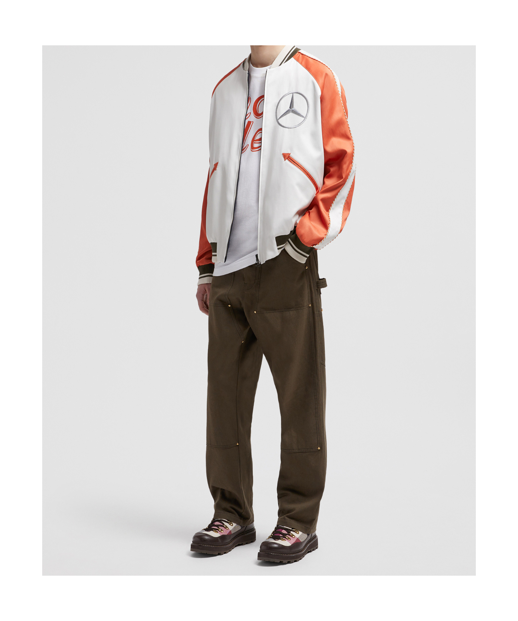 Moncler X Mercedes-benz By Nigo Satet Reversible Satin Bomber In White