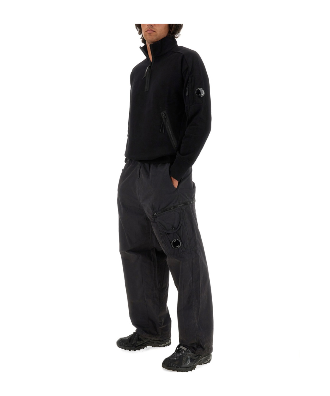 C.p. Company Semi-zipper Sweater In Black