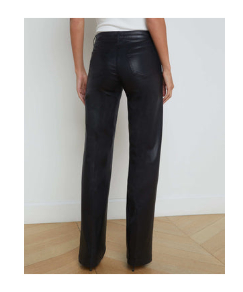 L'agence Clayton Coated Wide-leg Jean In Black