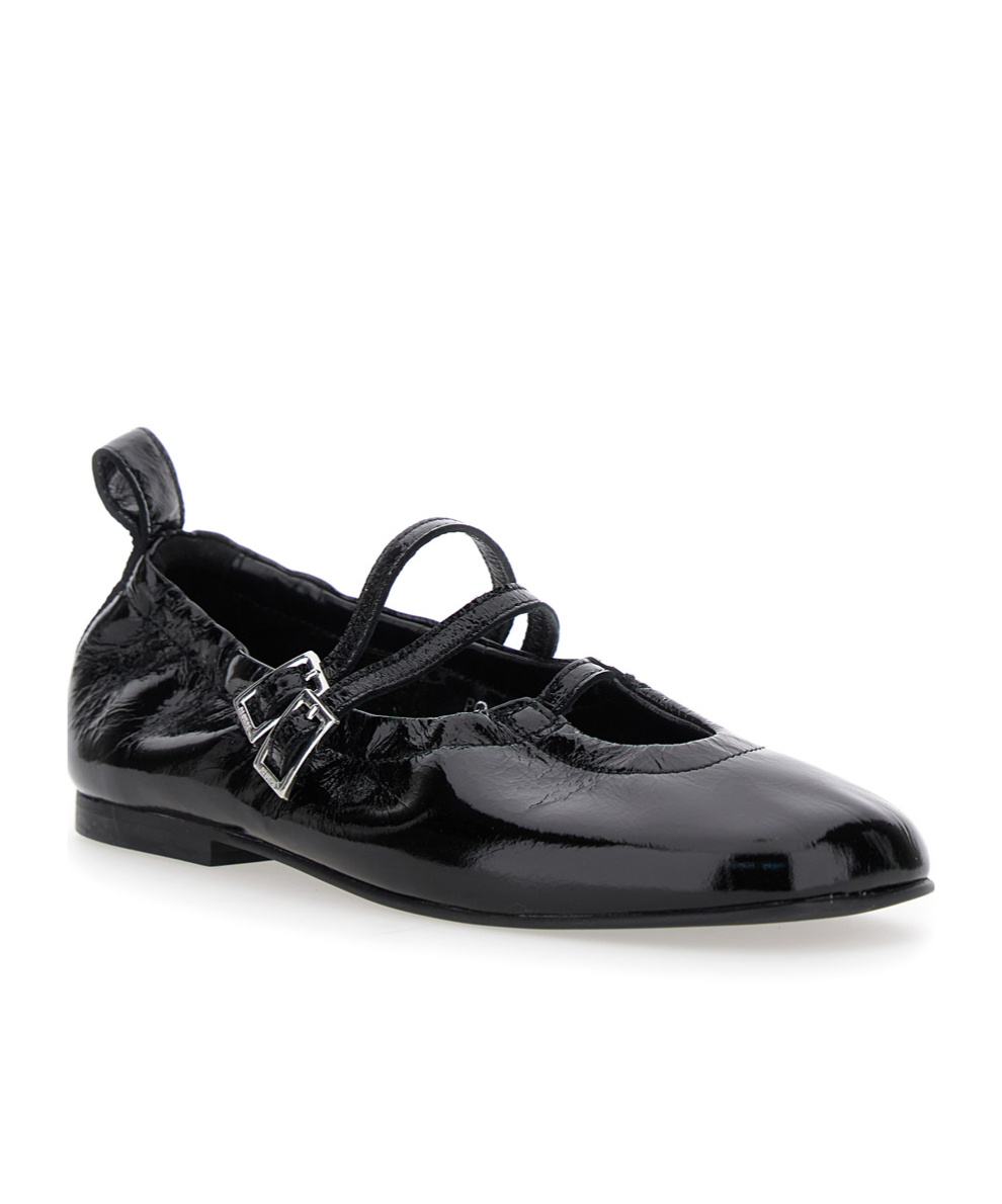 Alohas Anne Onix Black Leather Ballet Flats
