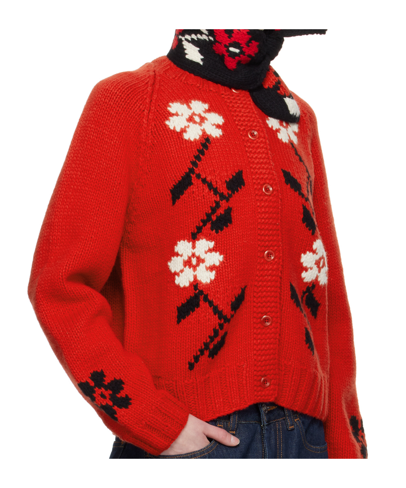 Ymc You Must Create Black Slot Flower Scarf In Black