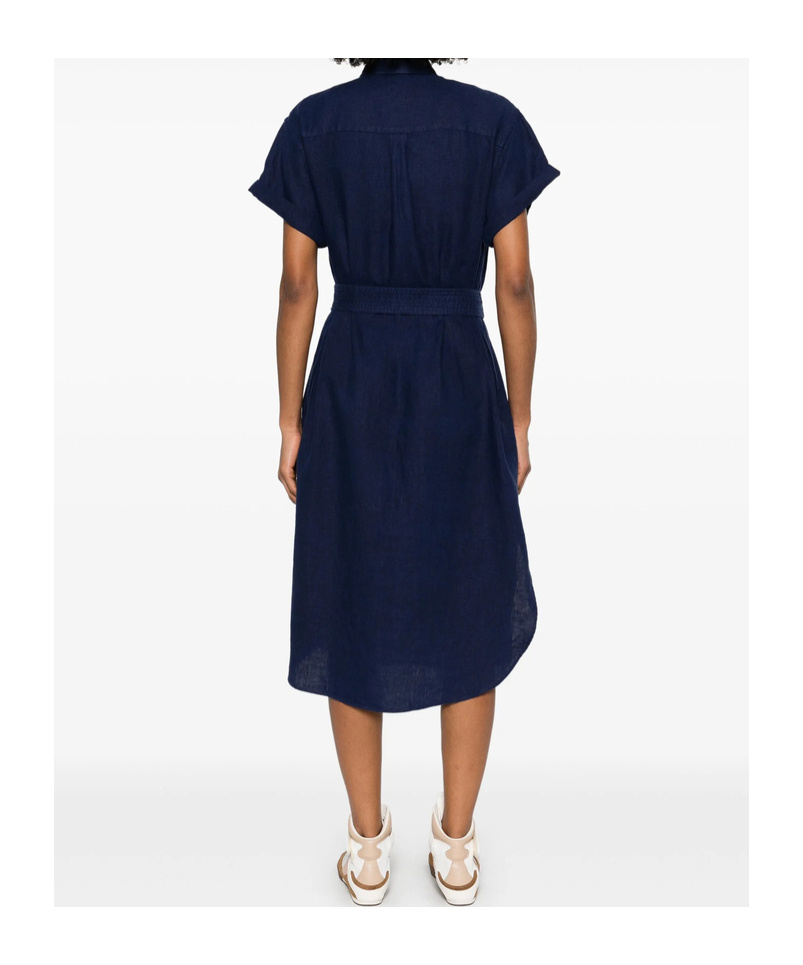 Polo Ralph Lauren Button-down Dress With Signature Polo Pony Motif In Blue