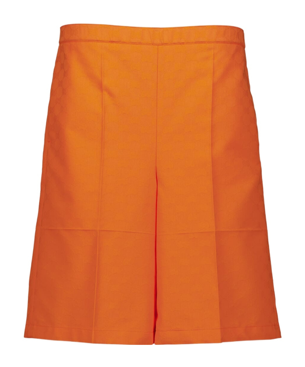 Gucci Gg Logo-jacquard Shorts In Orange