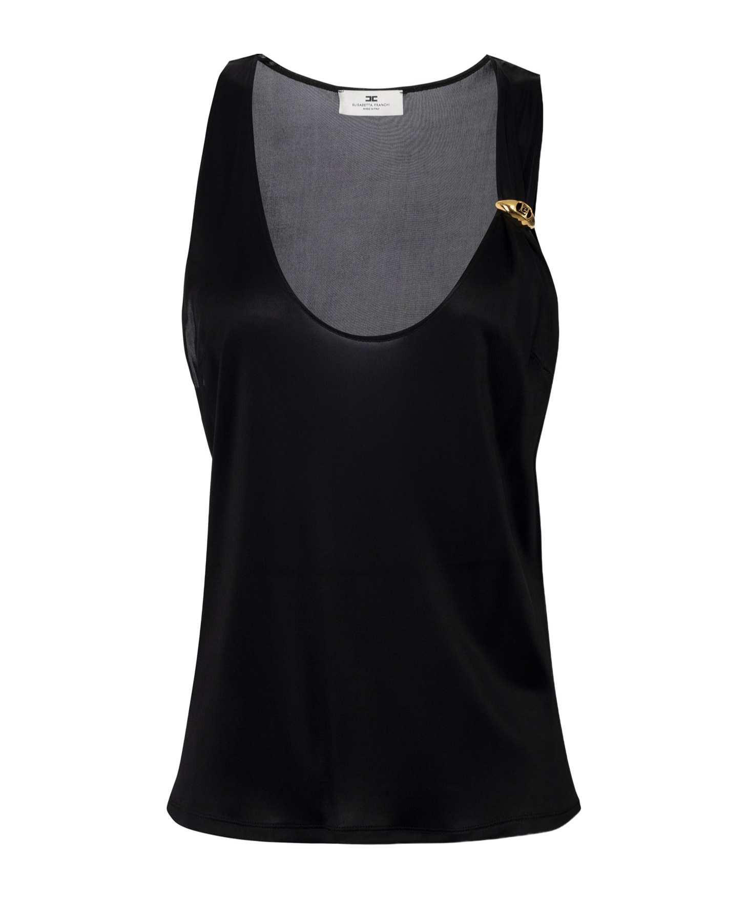 Elisabetta Franchi Shiny Knitted Vest In Black