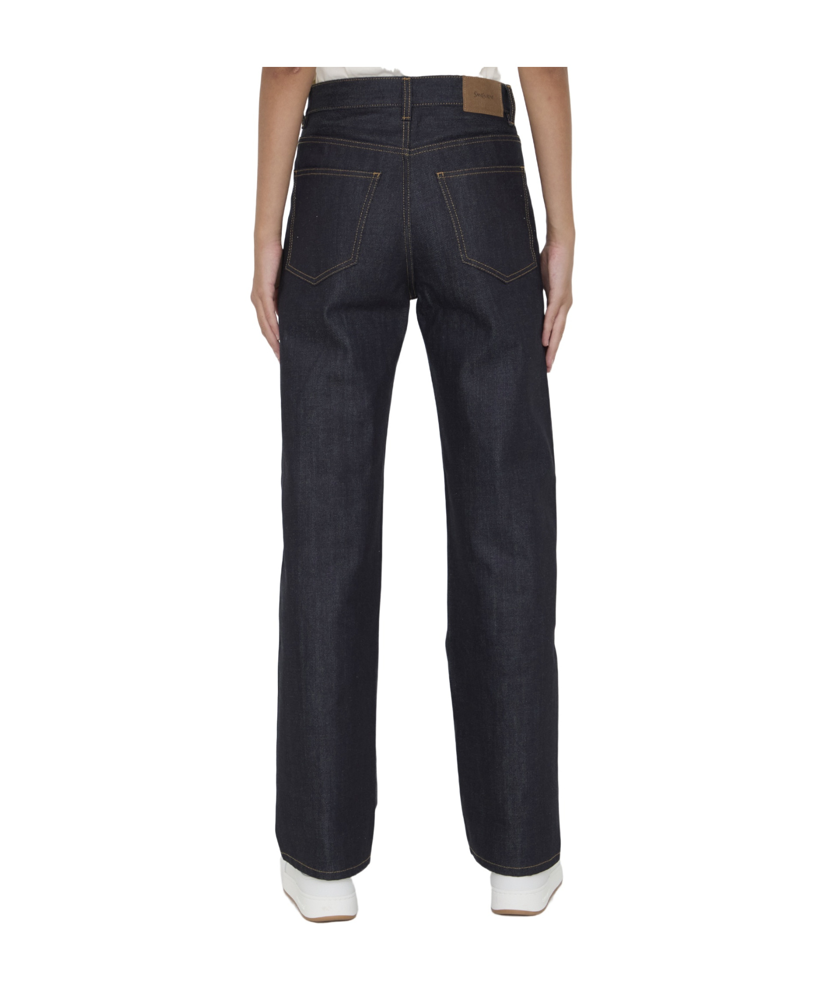Saint Laurent Straight Leg Denim Pants In Black