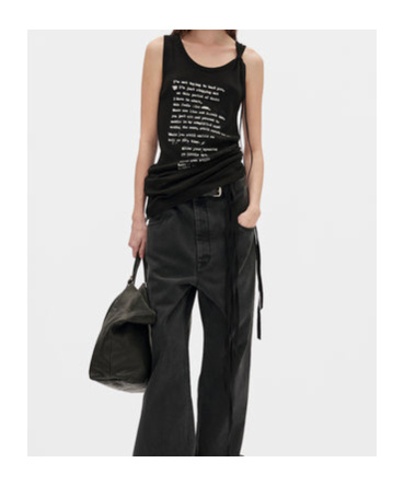 Ann Demeulemeester Seva Script Tank Top In Black