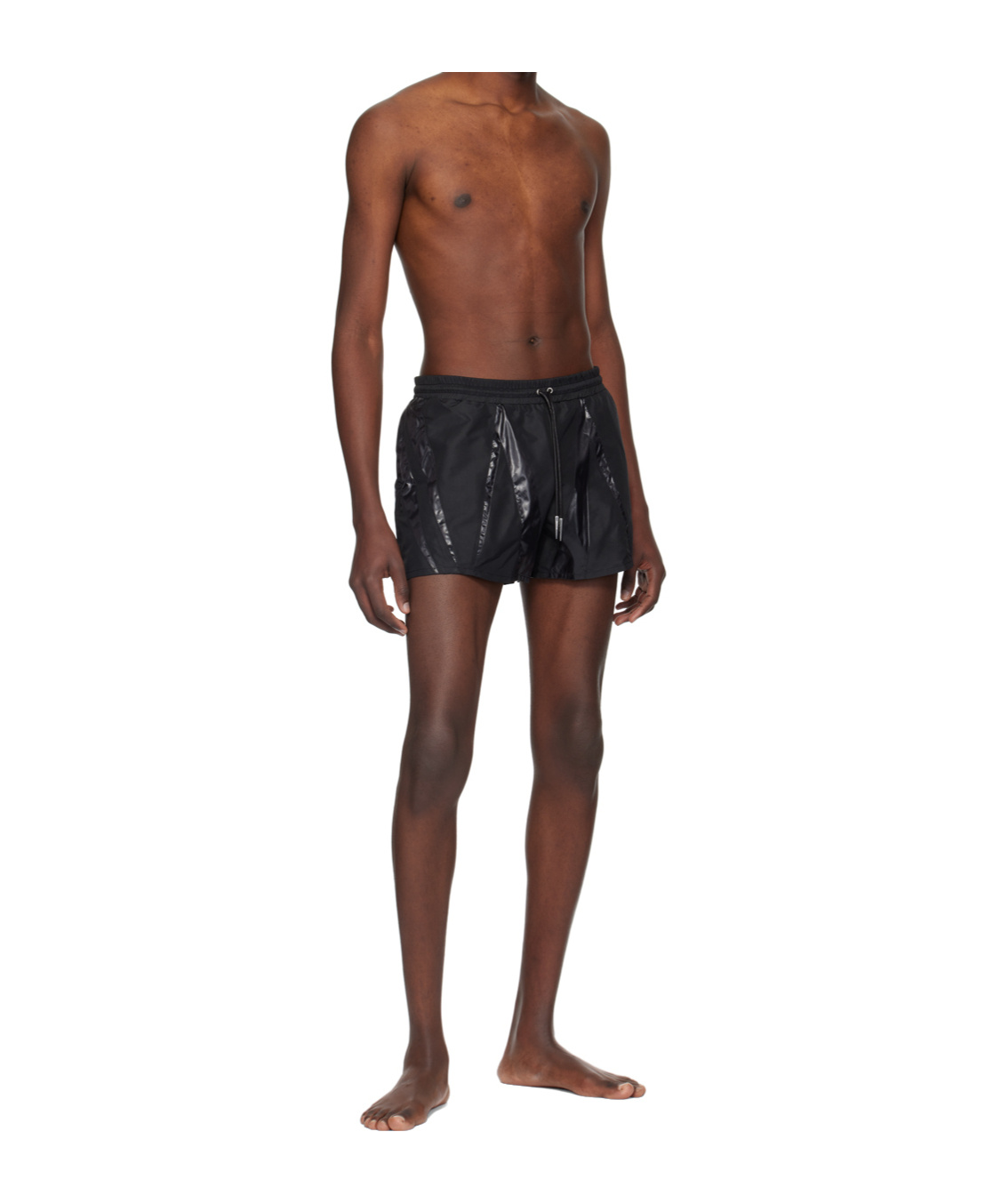Mugler Black Paneled Swim Shorts In Black