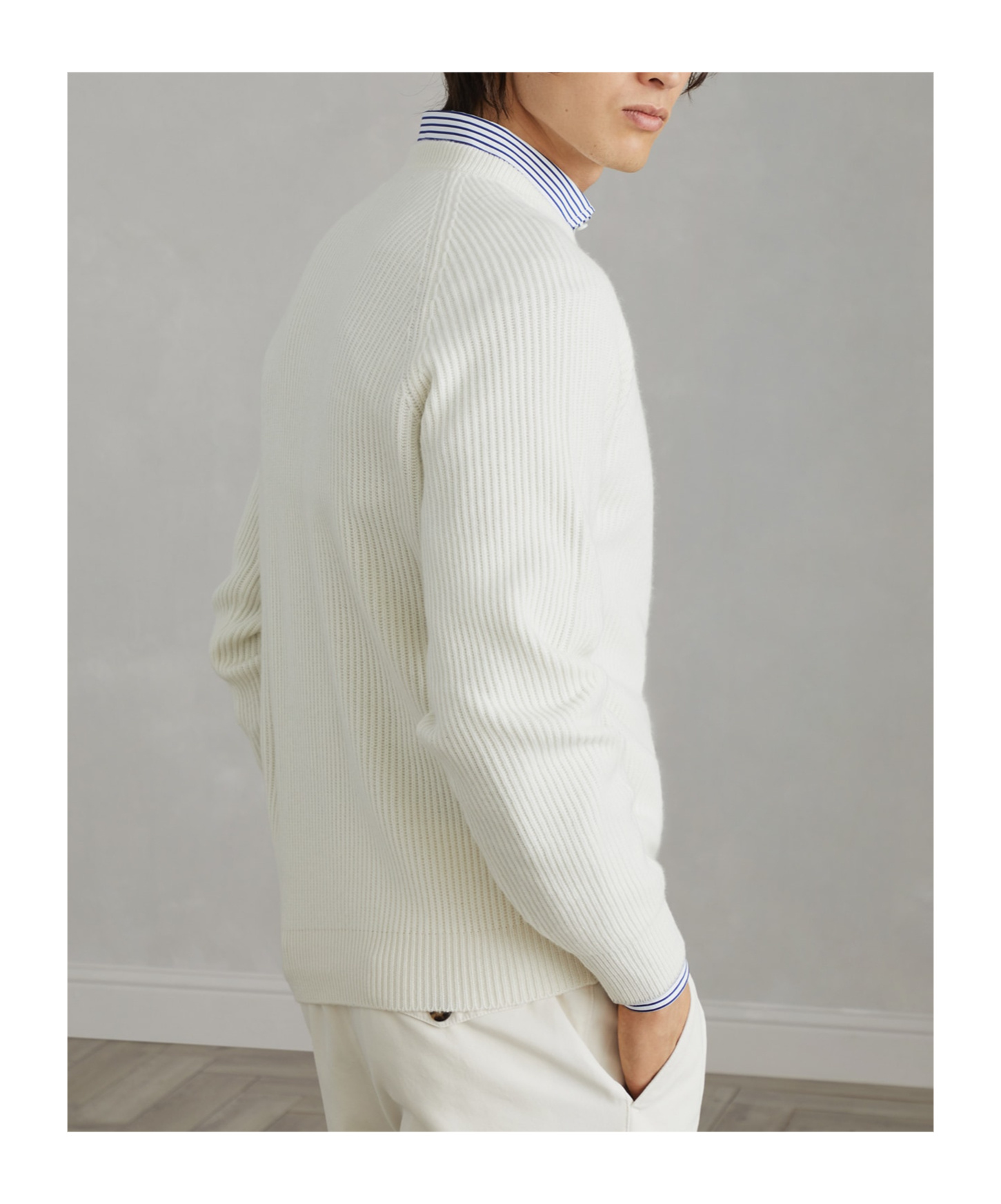 Brunello Cucinelli Men's Lightweight Cotton Sweater In White