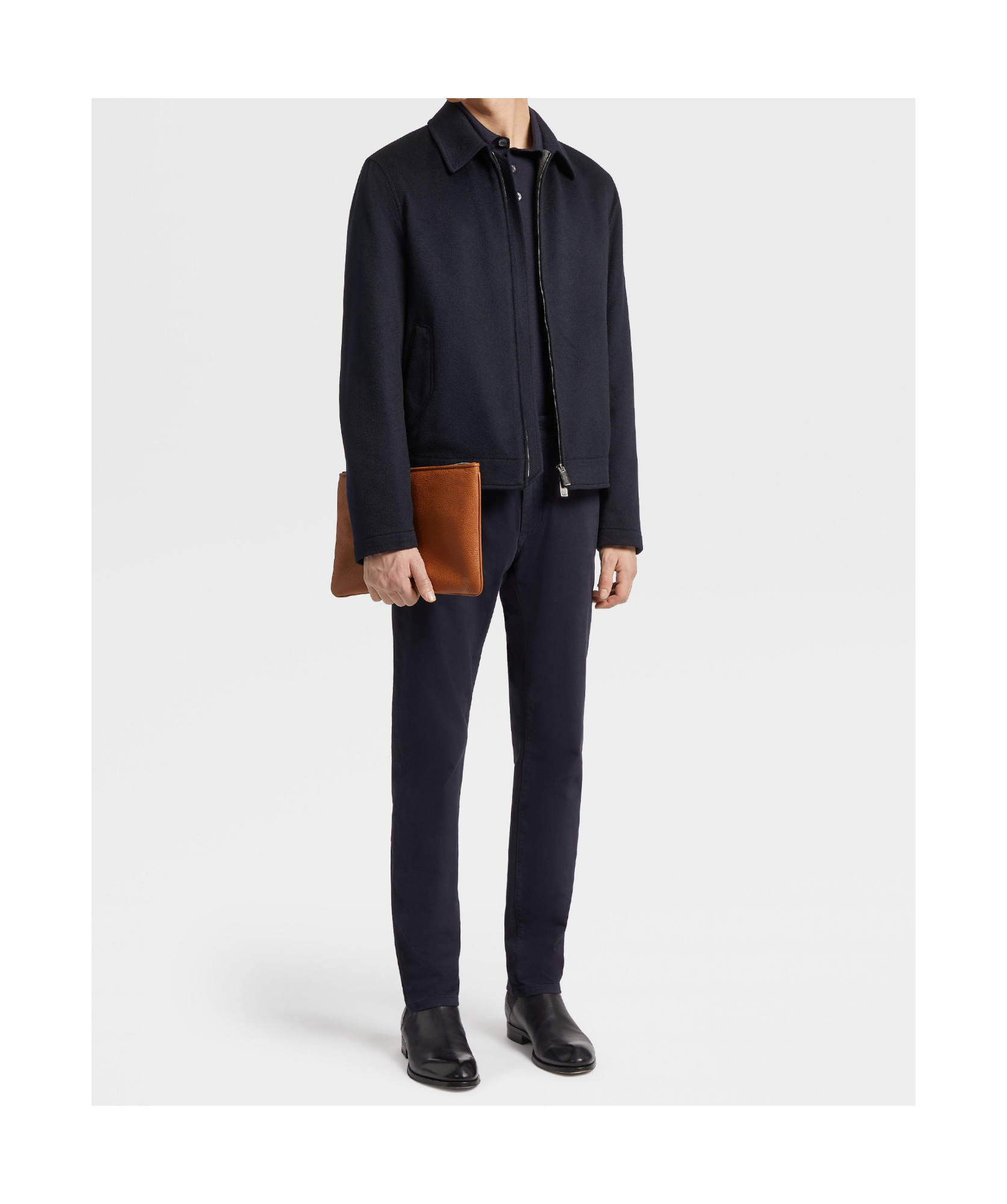 Shop Zegna Oasi Zipped-up Overjacket In Navy Blue