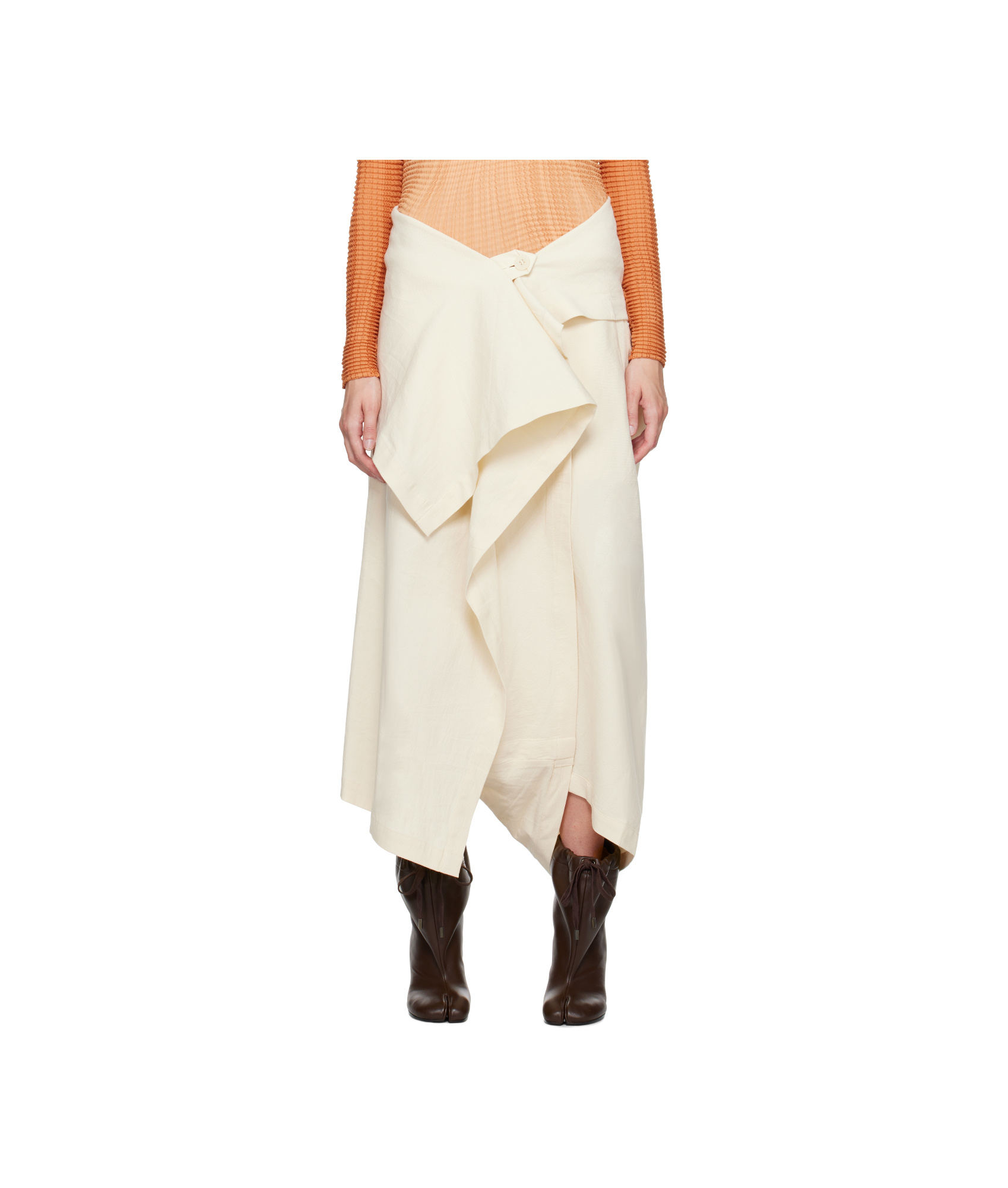 Issey Miyake Off-white Enclothe Washi & Wool Trousers In White