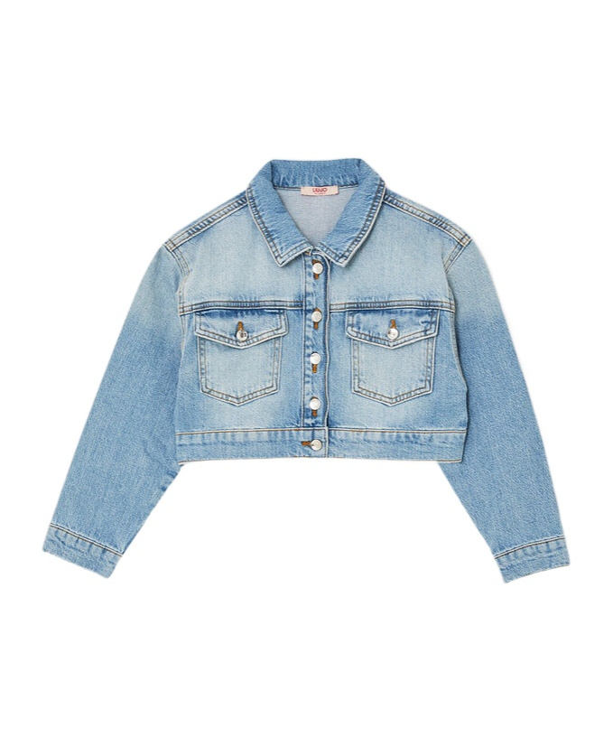 Liu •jo Long-sleeved Denim Coat In Blue