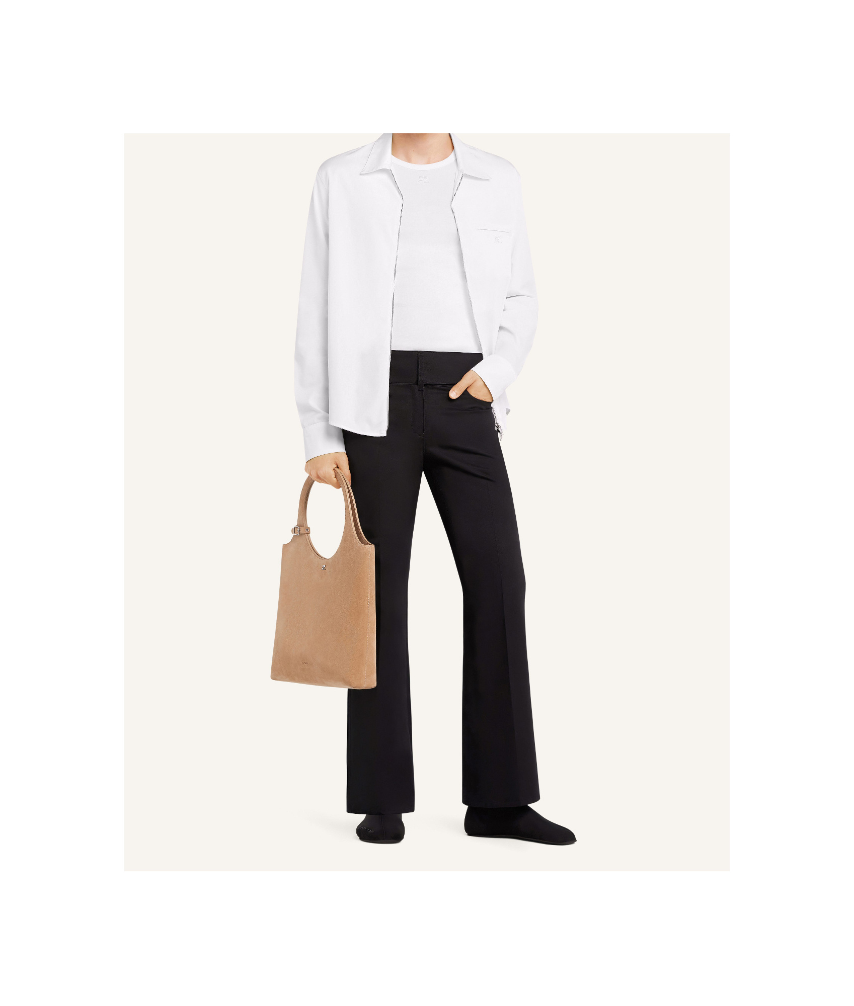 Courrèges Popeline-hemd Mit Reissverschluss In White