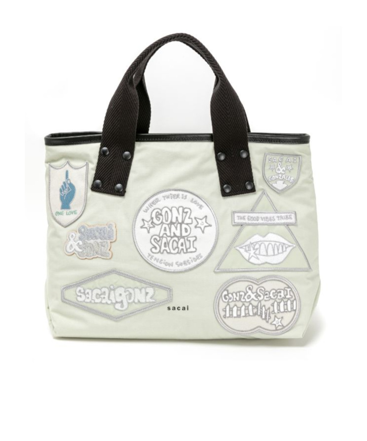 Sacai X Marc Gonzales Medium Patch Tote Bag In White