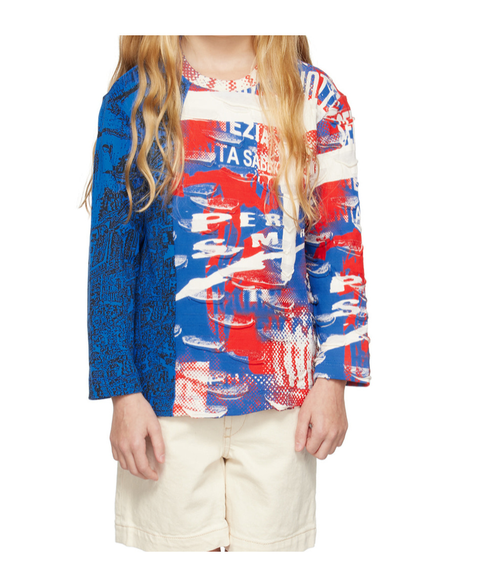 Diesel Graphic-print Long-sleeve Top In Blue