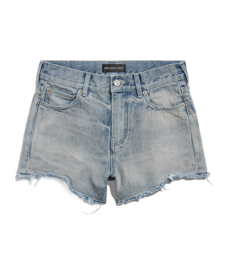 Balenciaga Mid-rise Mini Denim Shorts In Gray