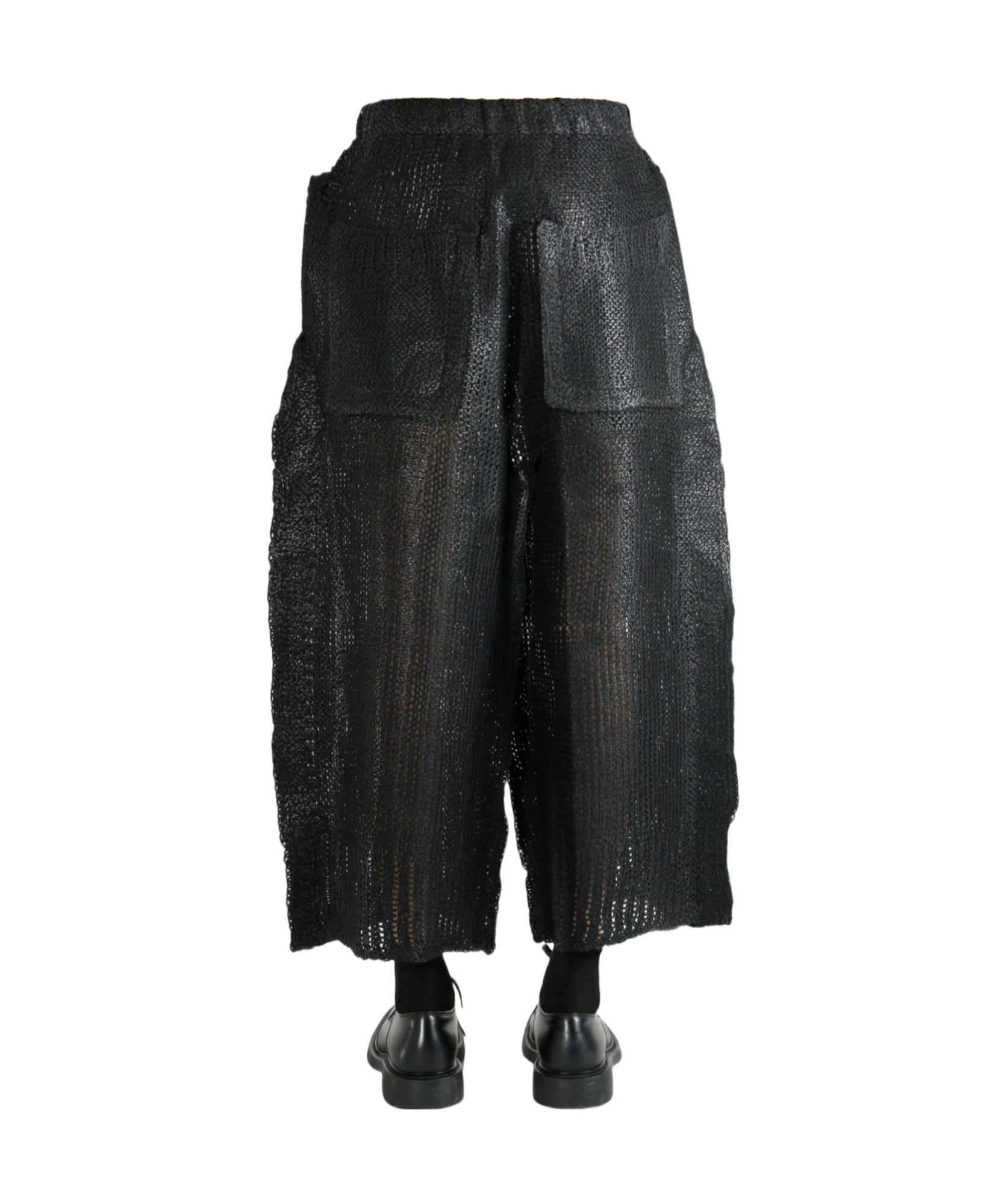 Issey Miyake Wide-leg Cropped Knitted Pants In Black