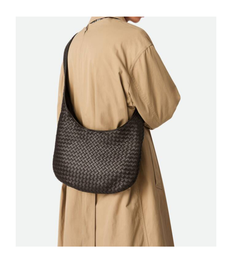 Bottega Veneta Black Crossbody Bag With Top Zip Closure And Intrecciato Motif In Leather Woman In Black