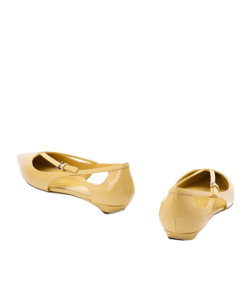 Prada Satin Ballerina Flats In Yellow