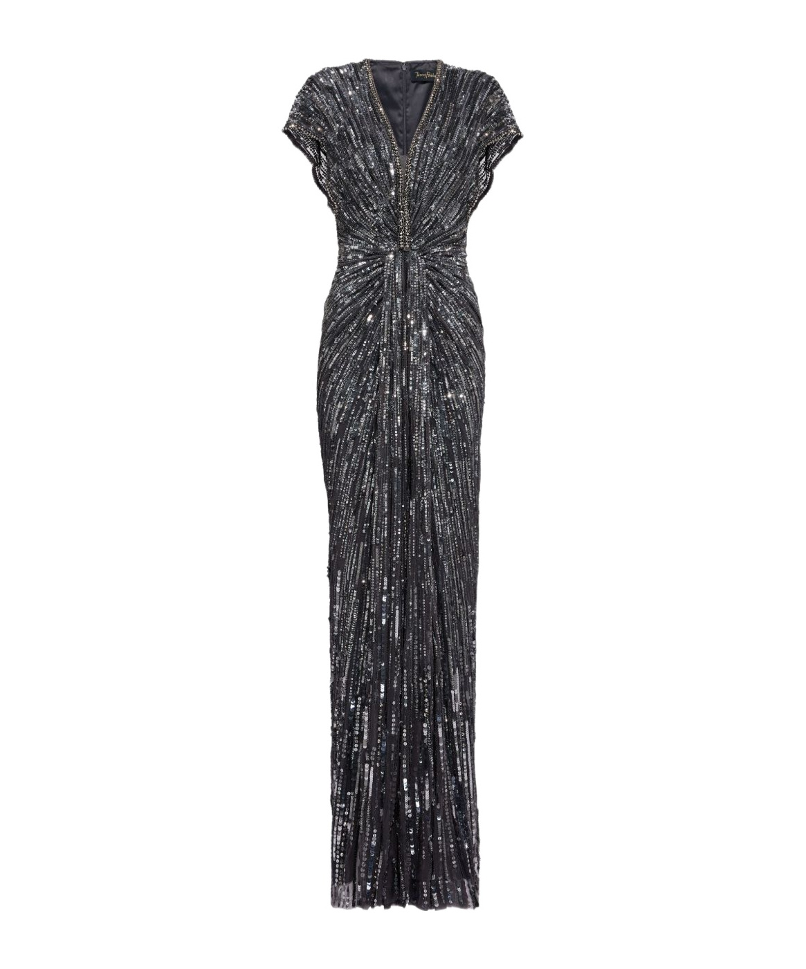 Jenny Packham Zola Sequin-embellished V-neck Maxi Dress In Gray