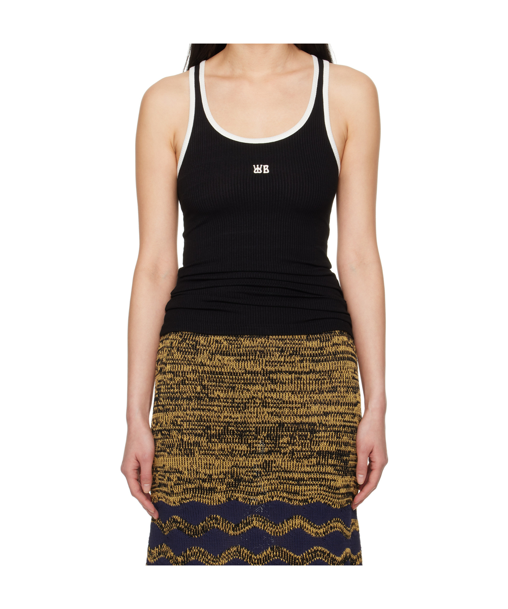 Wales Bonner Round Neck Sleeveless Vest In Black