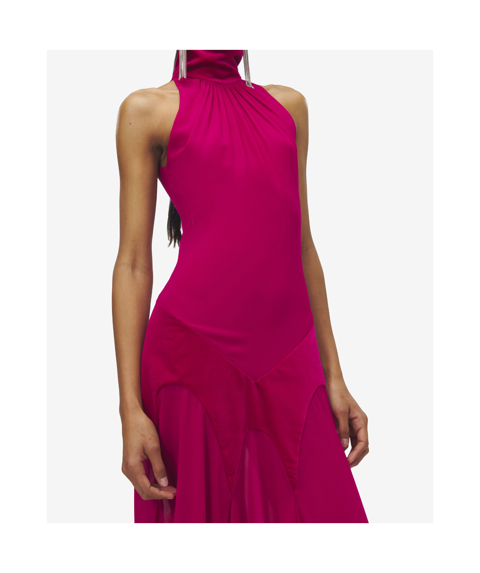 Alexander Mcqueen Women's Silk Georgette Evening Dress In Fuchsia In Pink
