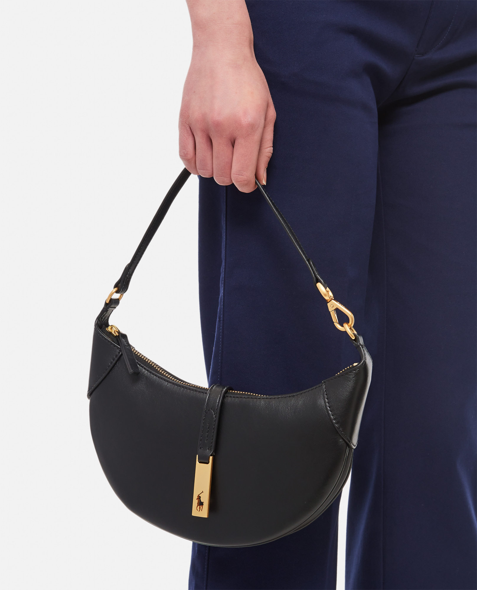 Polo Ralph Lauren Polo Id Calfskin Mini Shoulder Bag In Black