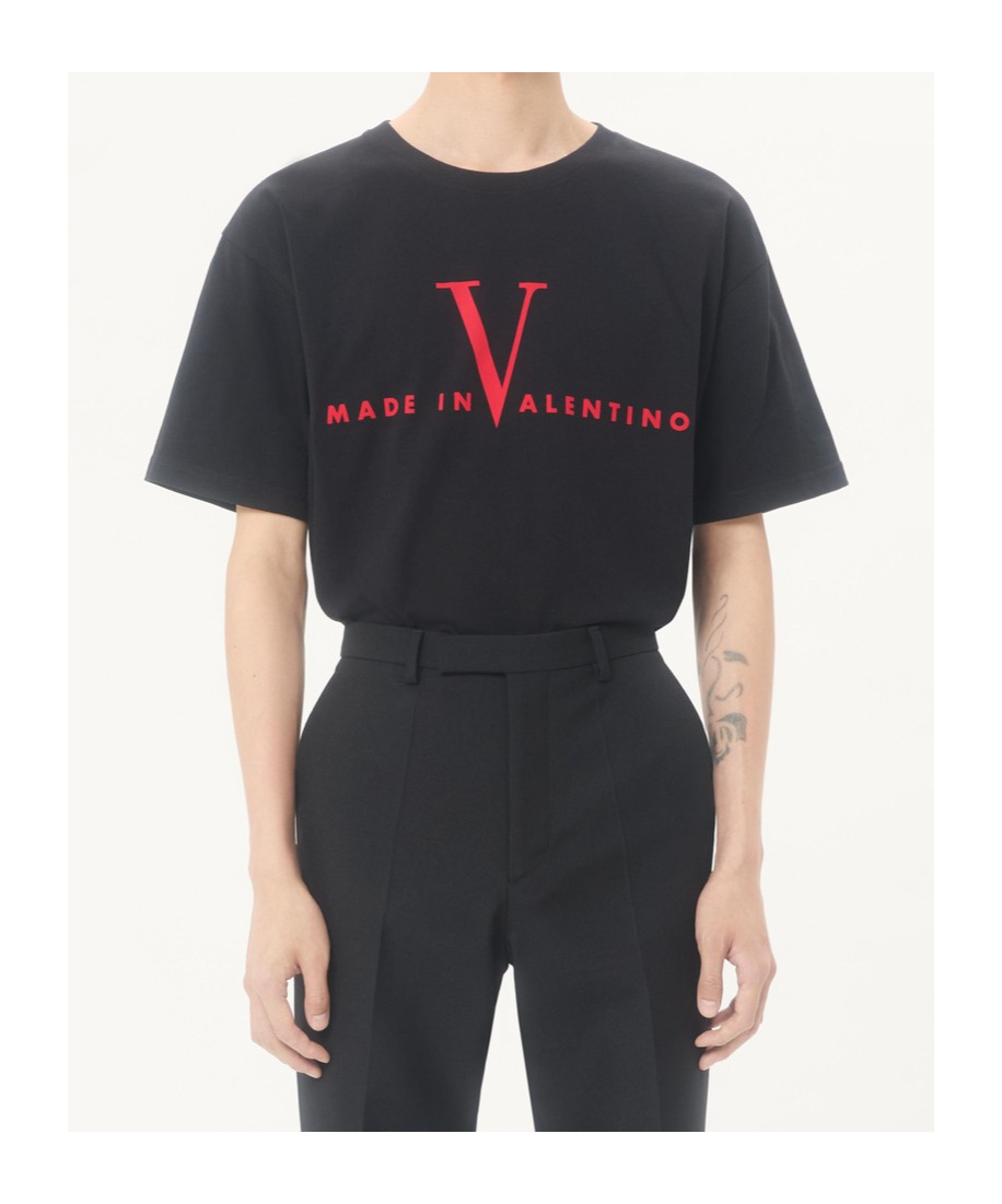 Valentino Crew Neck Short Sleeve T-shirt Design In Black