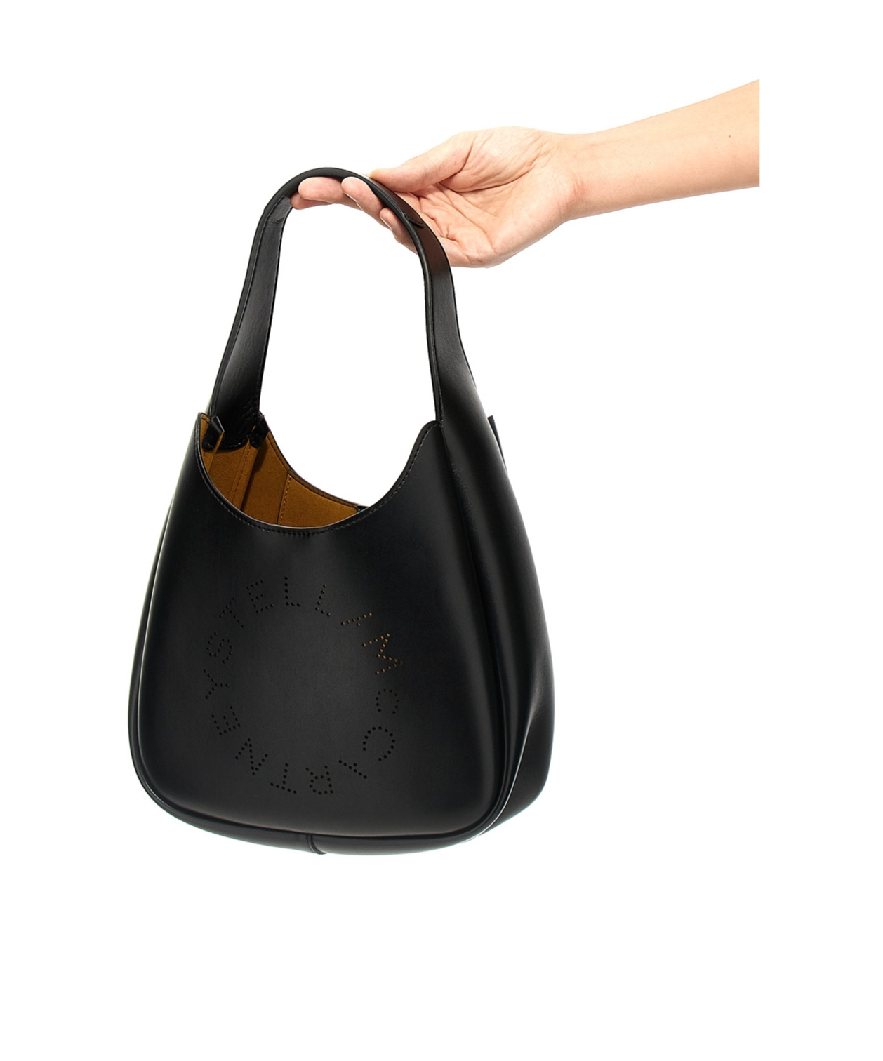 Stella Mccartney Curved Silhouette Single Handle Shoulder Bag In Black