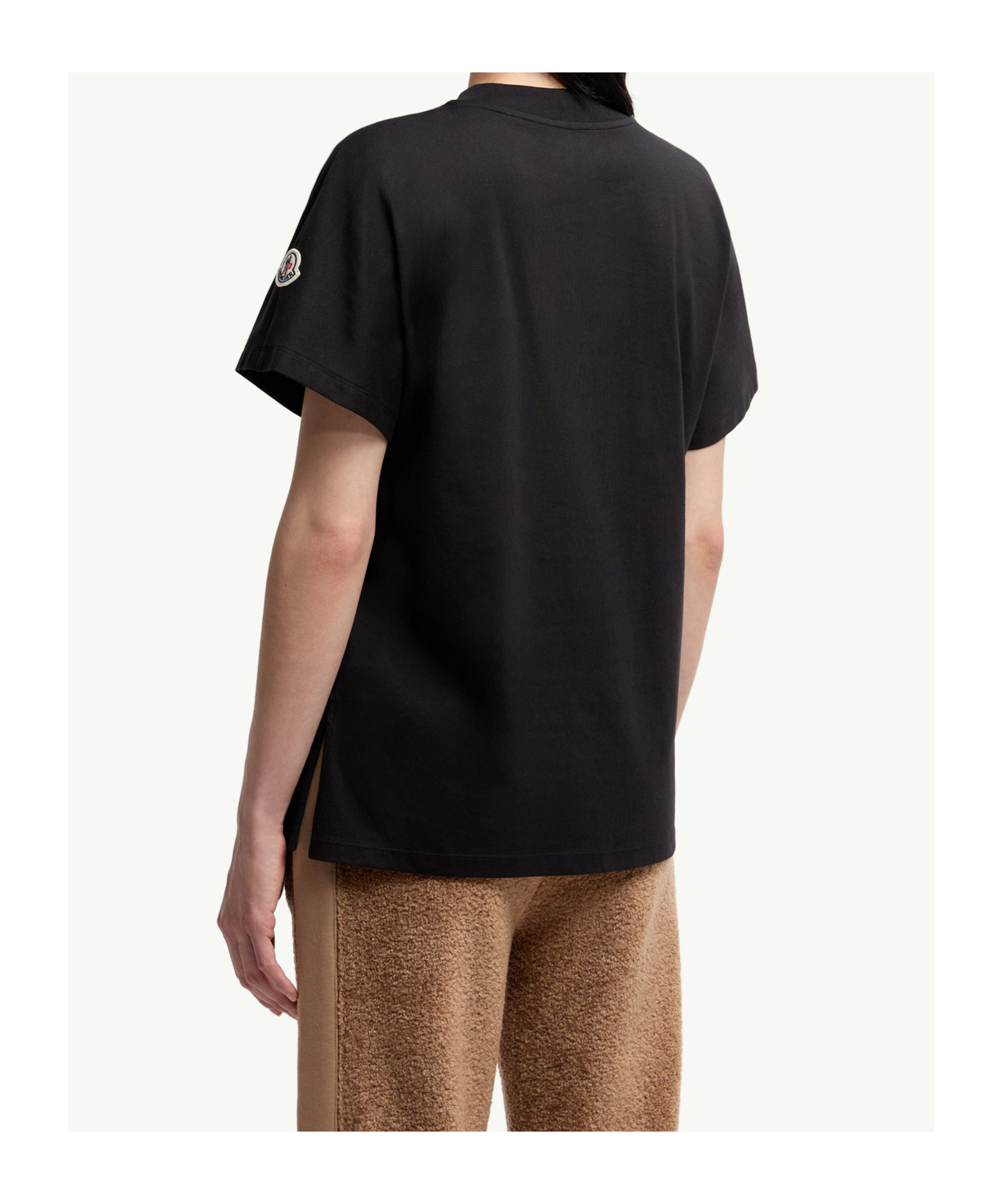 Moncler Logo-embroidered T-shirt In Black