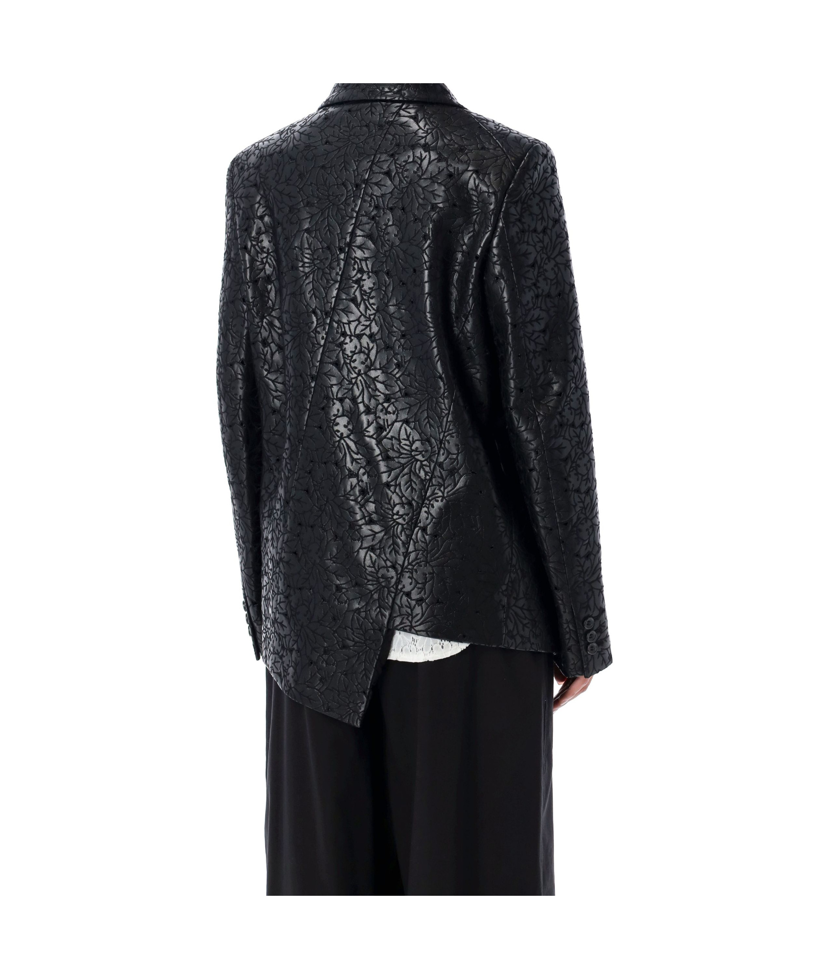 Shop Comme Des Garçons Embossed Floral Pattern Suit Coat In Black