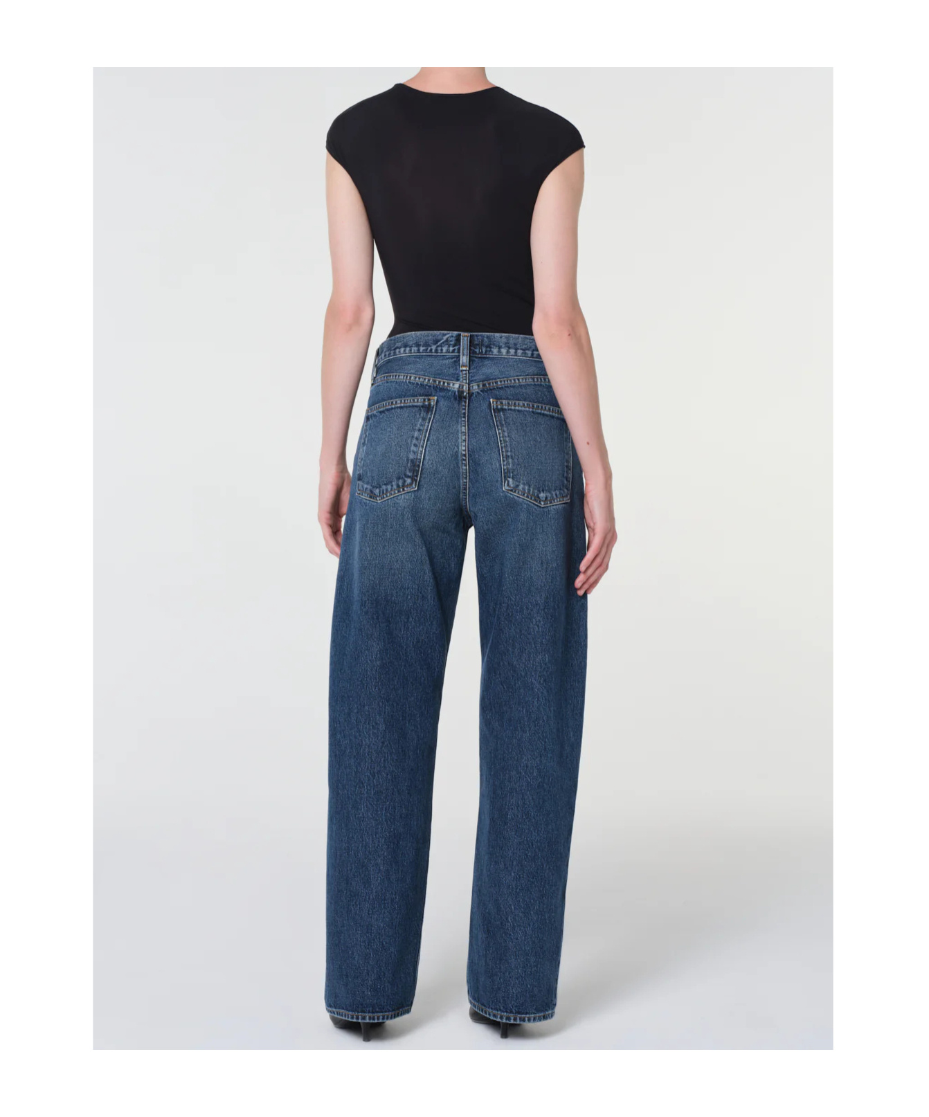 Agolde Denim Trousers With Belt Loops In Blue
