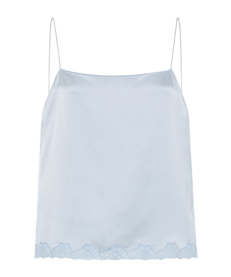 The Row Kilari Satin Lace Hem Top In Glacier Blue