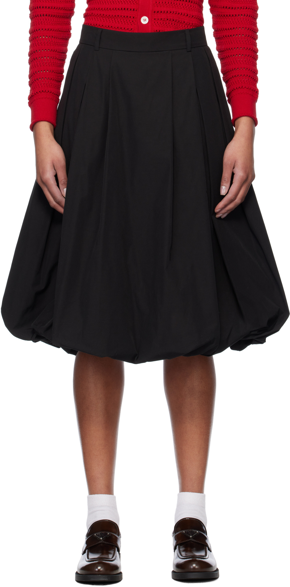 Dunst Pleated Midi Skirt In Black