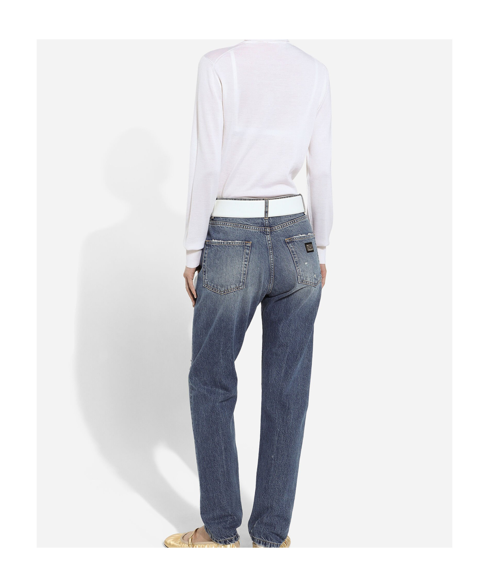 Dolce & Gabbana Long-sleeved High-neck Sweater In White