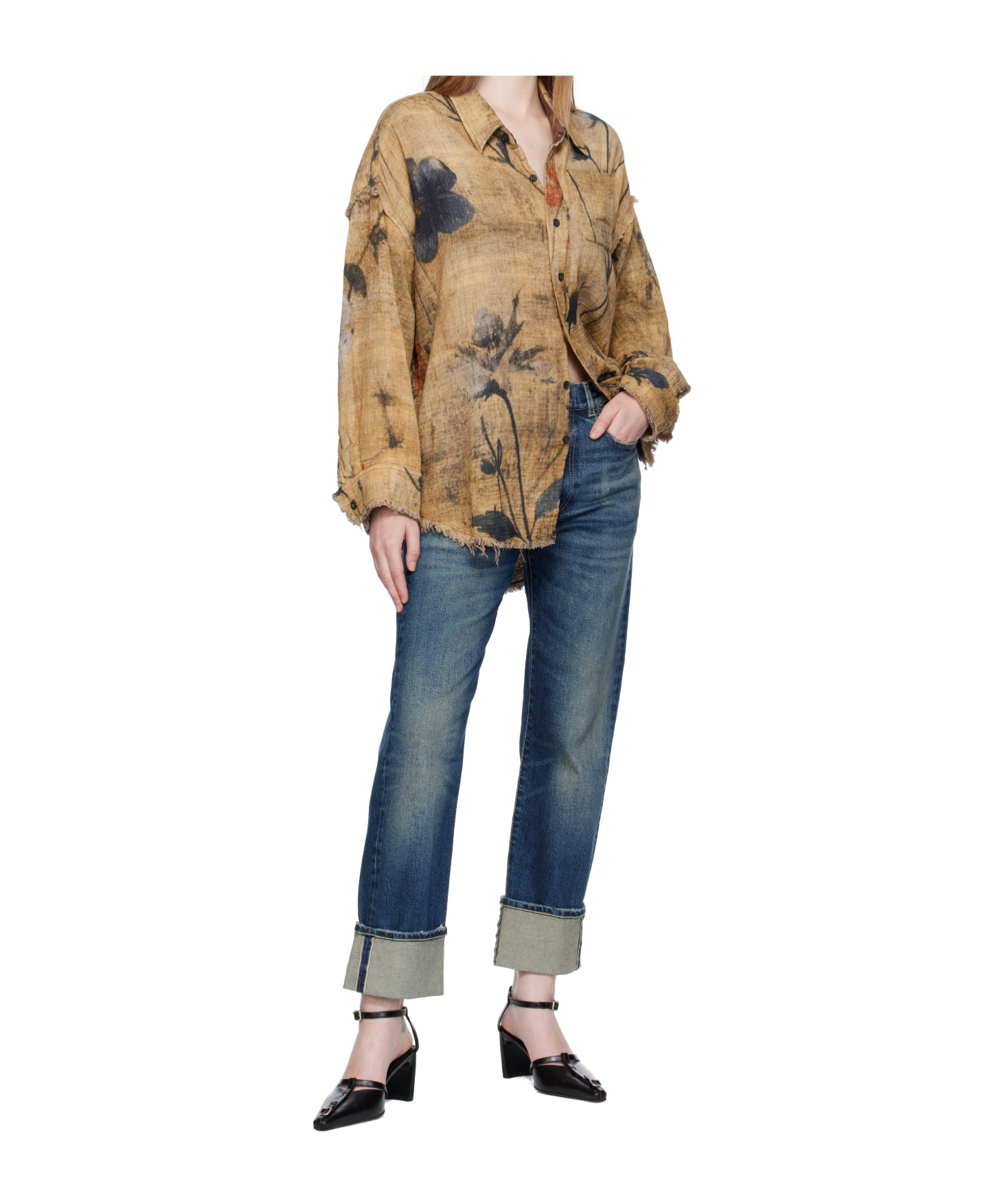 R13 Cuffed Romeo Jeans In Blue