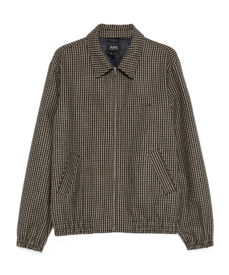Apc Gilbert Checked Brushed Wool-blend Blouson Jacket