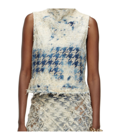 Diesel Sleeveless Top In Houndstooth-weave Denim In Neutral