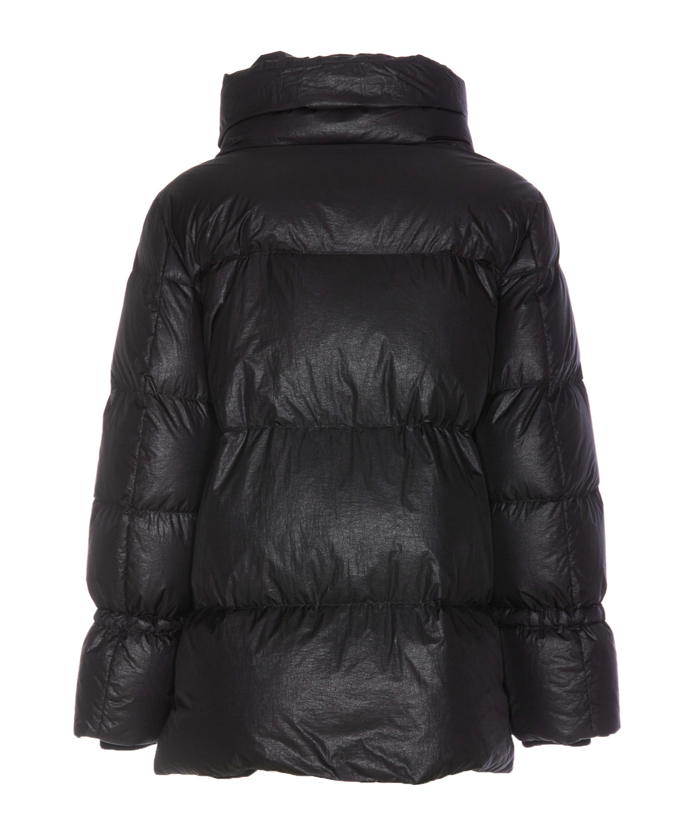 Moorer High Neck Padded Jacket With Drawstring Hem In Black