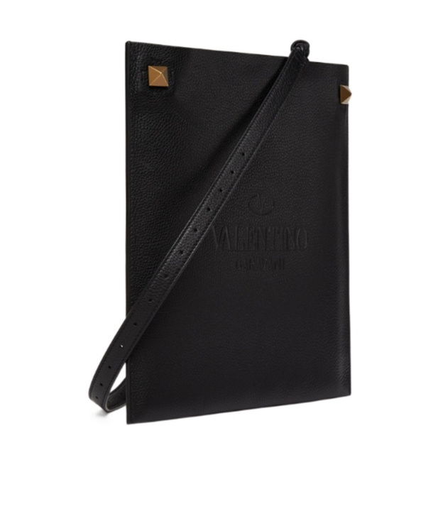 Valentino Identity Leather Messenger Bag In Black
