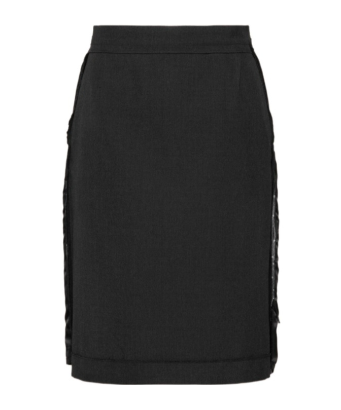 Maison Margiela High-waisted Satin Midi Skirt Slit Detail In Black