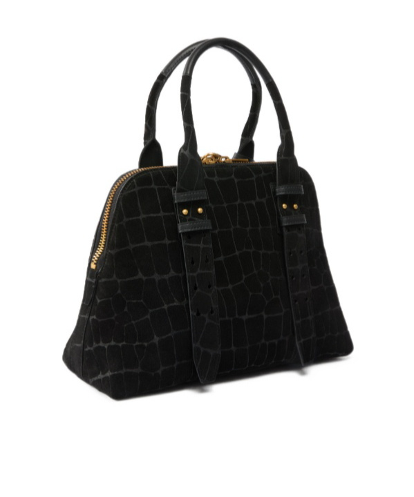 Pinko Escape Bag Small Handbag In Crocodile-print Leather In Black
