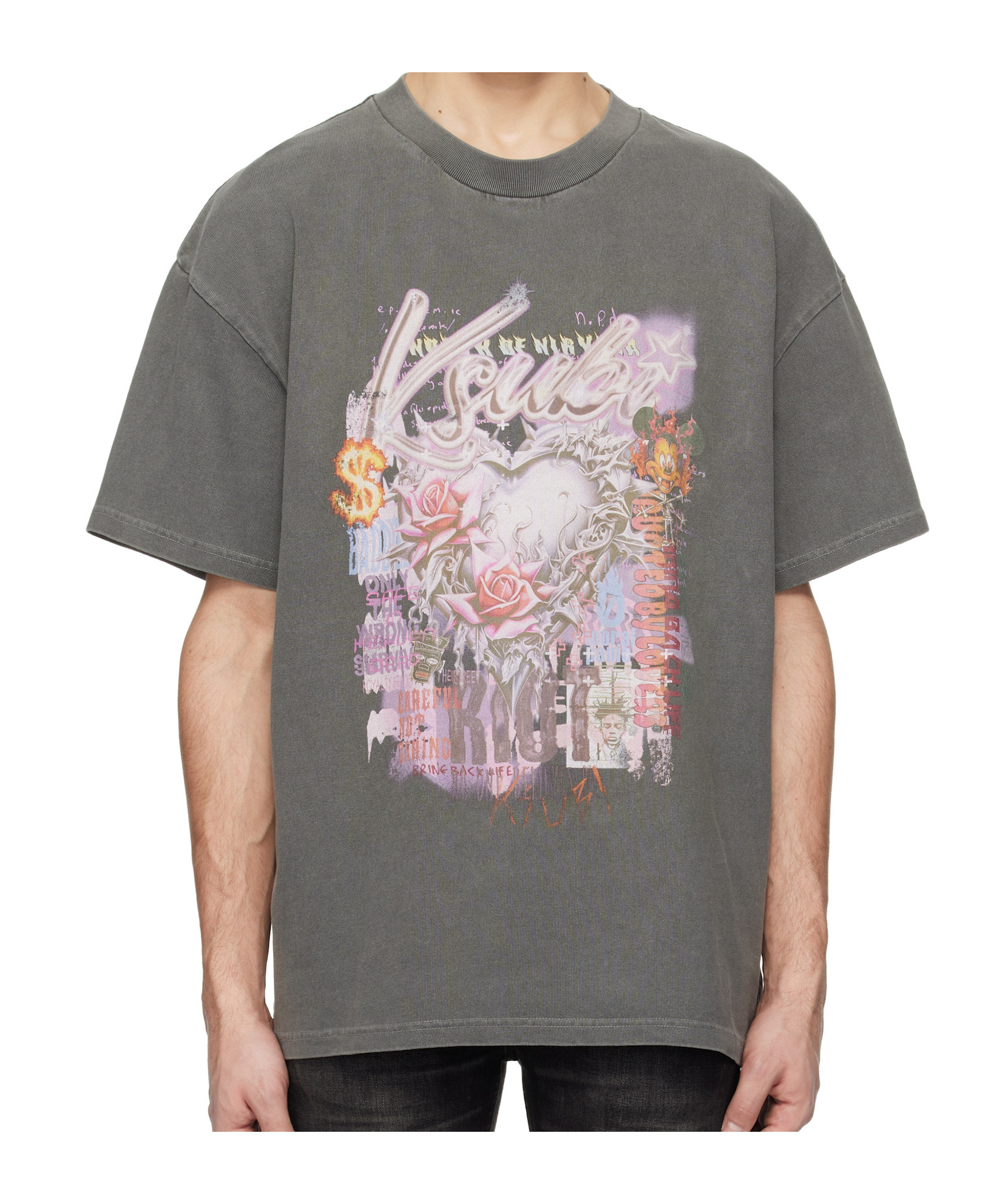 Shop Ksubi Sketch Ekcess T-shirt In Gray