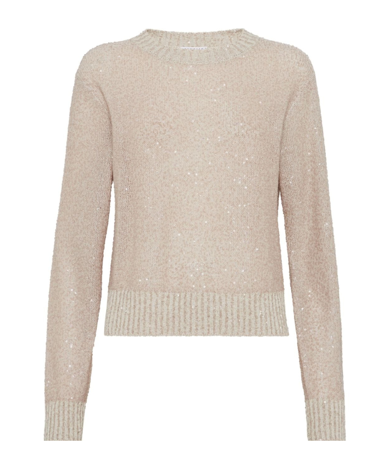 Brunello Cucinelli Linen-cashmere-silk Sequin Sweater In Nude