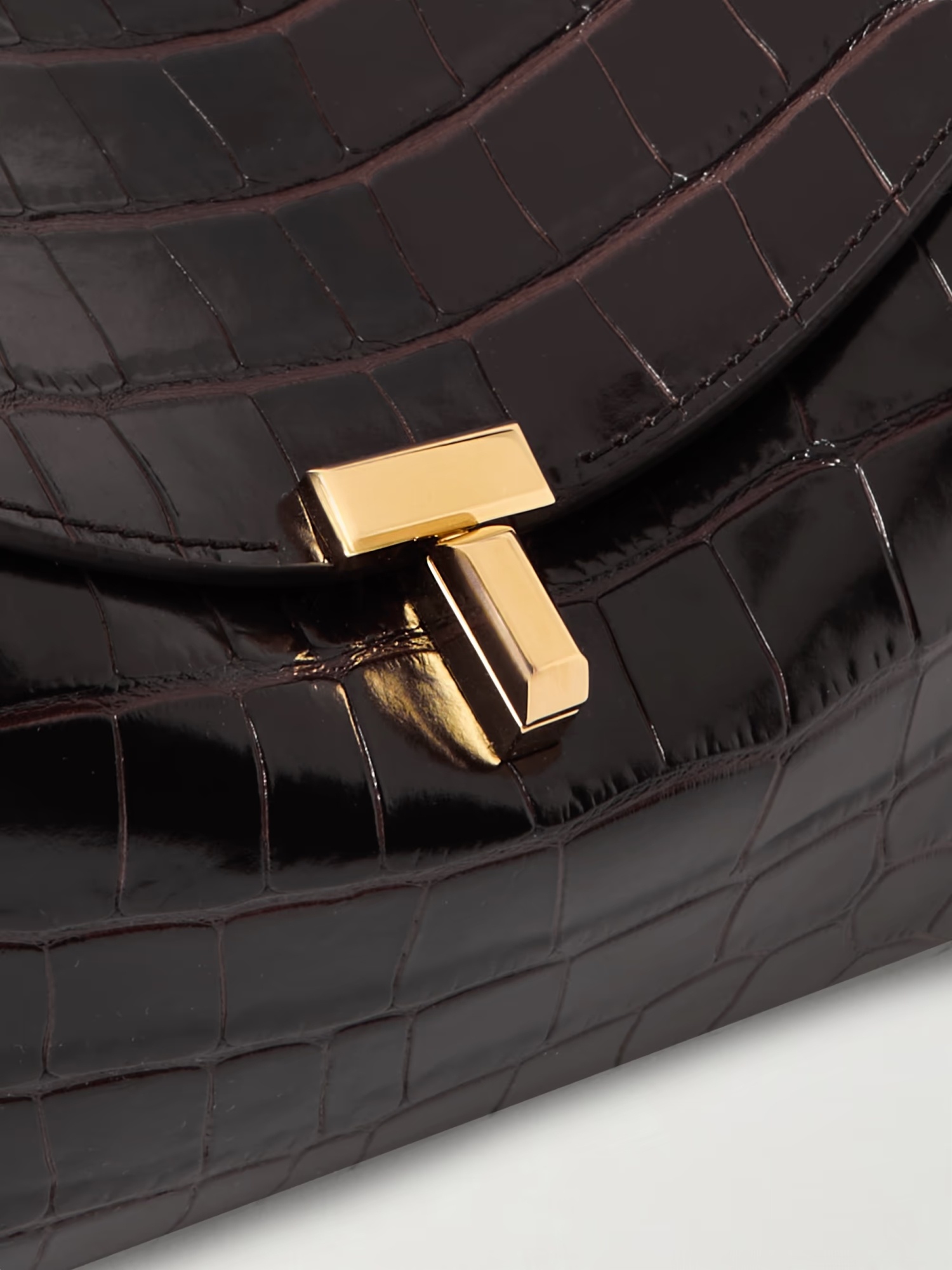 Totême T-lock Clutch Bag In Brown
