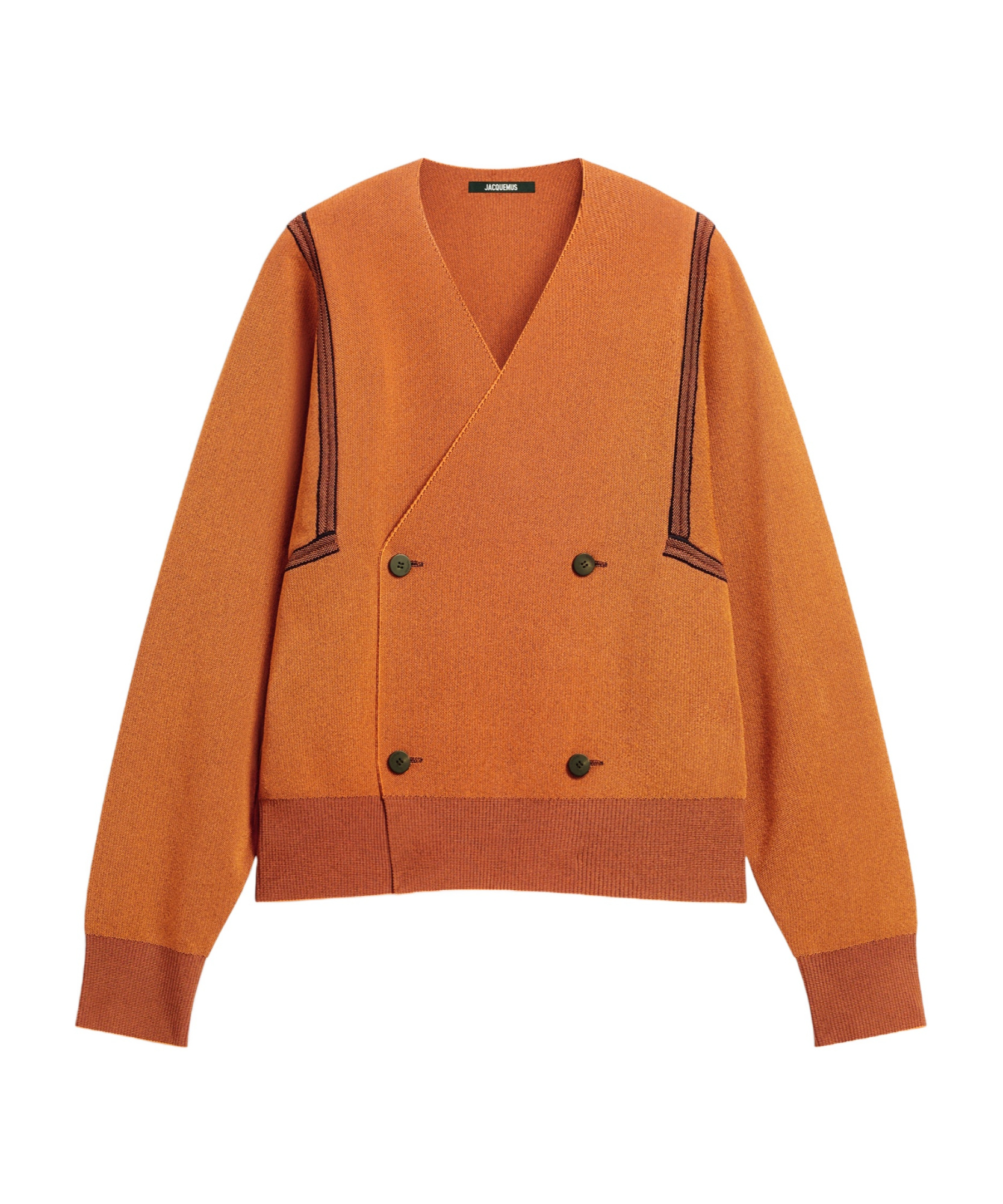 Jacquemus Double-breasted Striped Cardigan In Brown